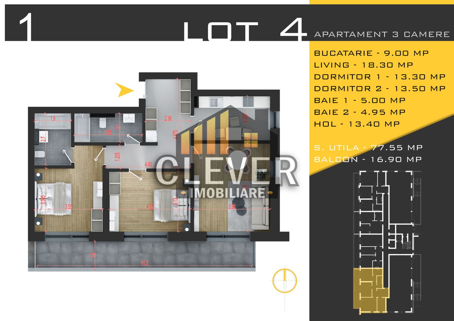 Apartament 3 camere-Metrou Teclu-Theodor Pallady-Sector 3 - Poză 1