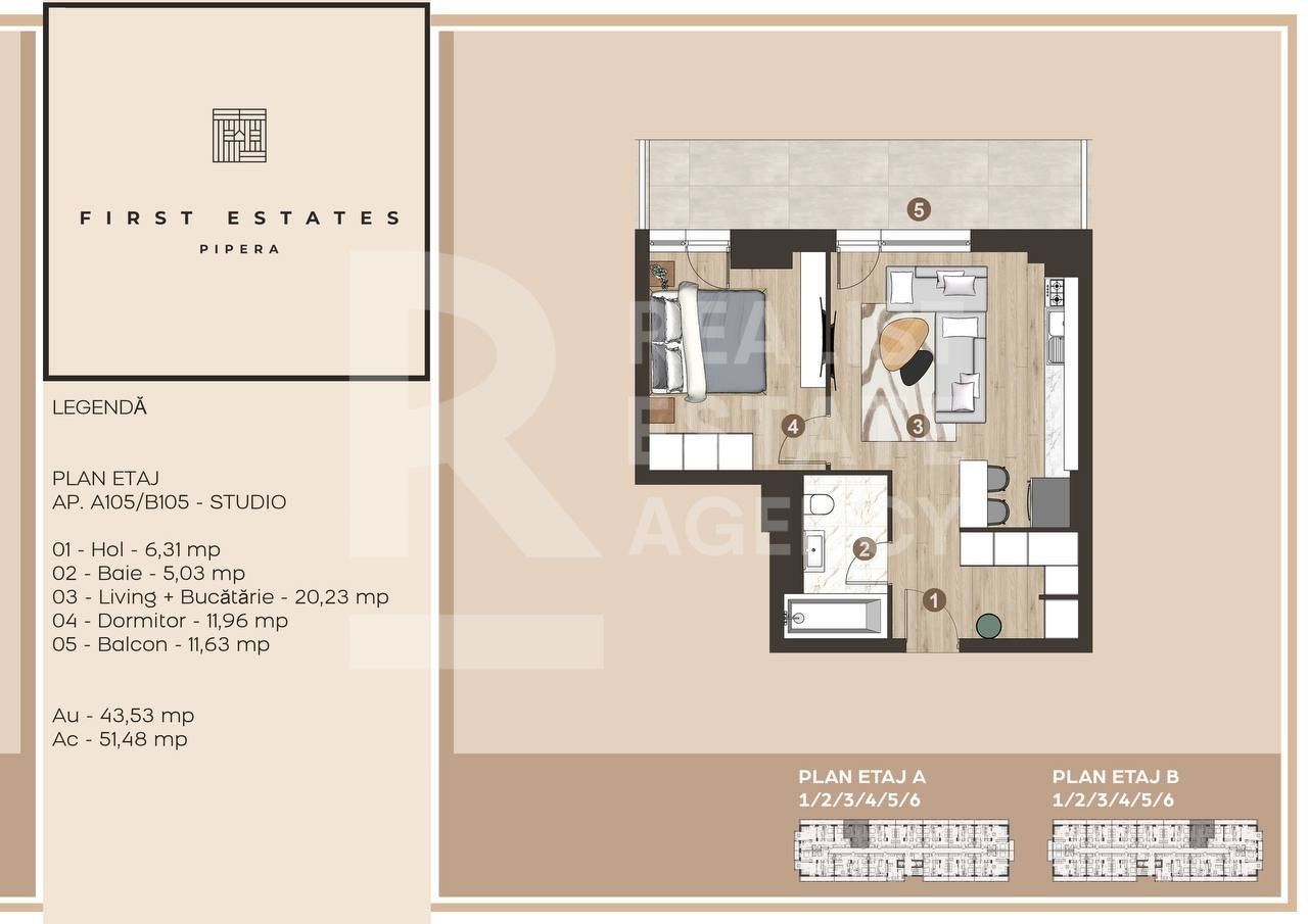Vânzare, Studio-dublu, First Estates Pipera - Schiță 4