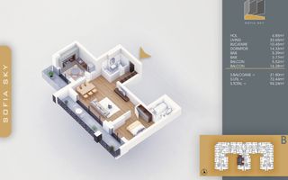 2 camere cu 2 bai Bloc Finalizat Theodor Pallady 7min Metrou - Schiță 3