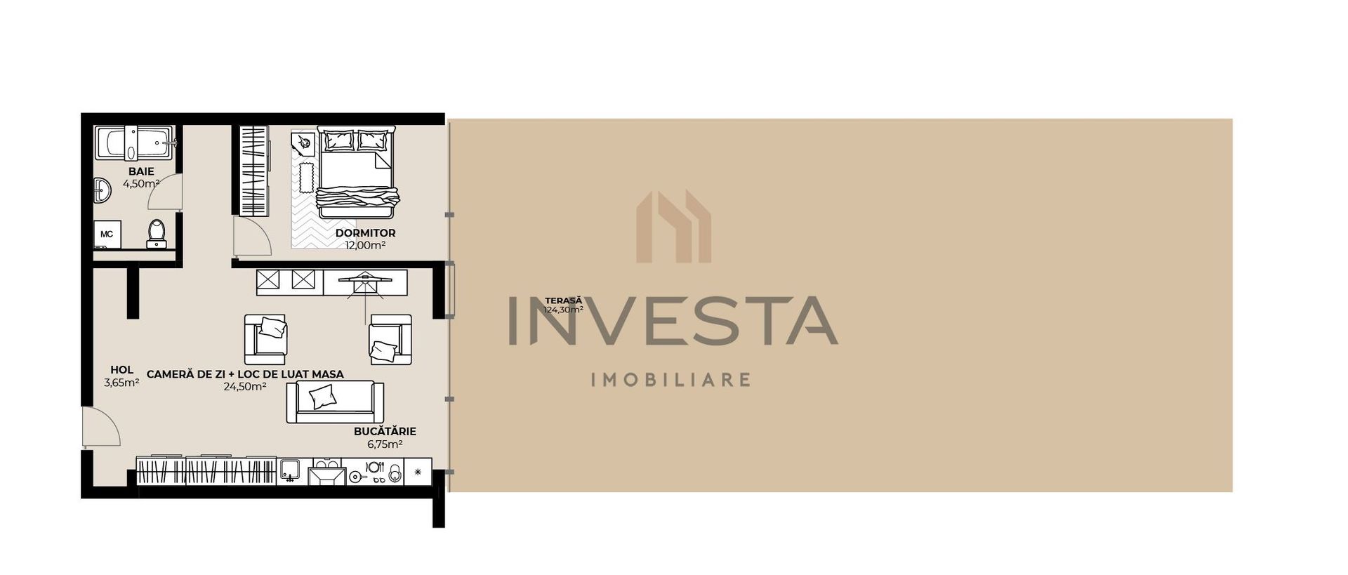 Apartament 2 camere cu terasa spectaculoasa, zona Septimiu Muresan! - Schiță 6