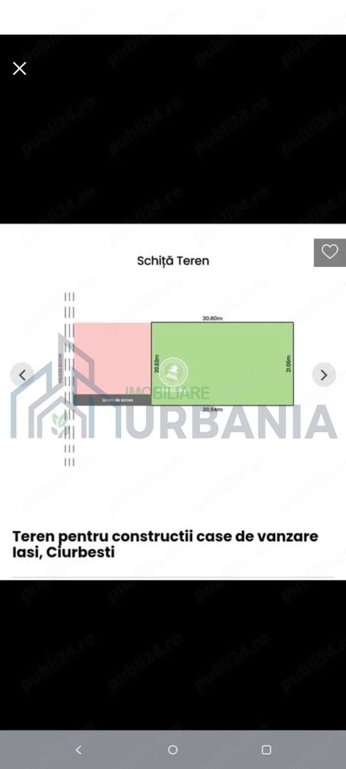 Teren intravilan de vânzare în Ciurbești, comuna Miroslava – 640 mp - Poză 1