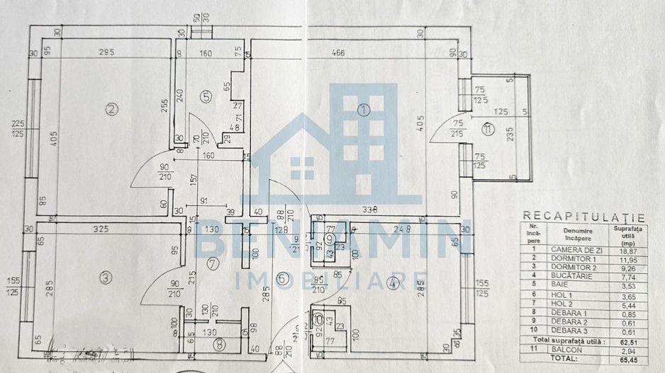 3 camere decomandat Mcdonalds 66mp etaj 2 centrala proprie - Schiță 9