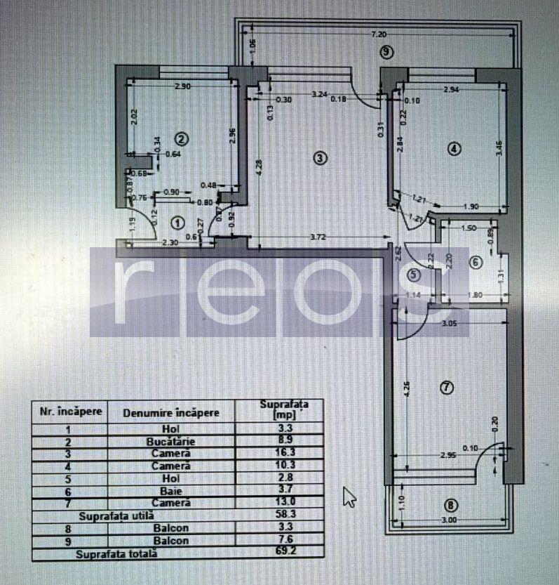 DE VANZARE 3 CAMERE  | PARCUL CIRCULUI - BARBU VACARESCU  | 2 BALCOANE - Schiță 15