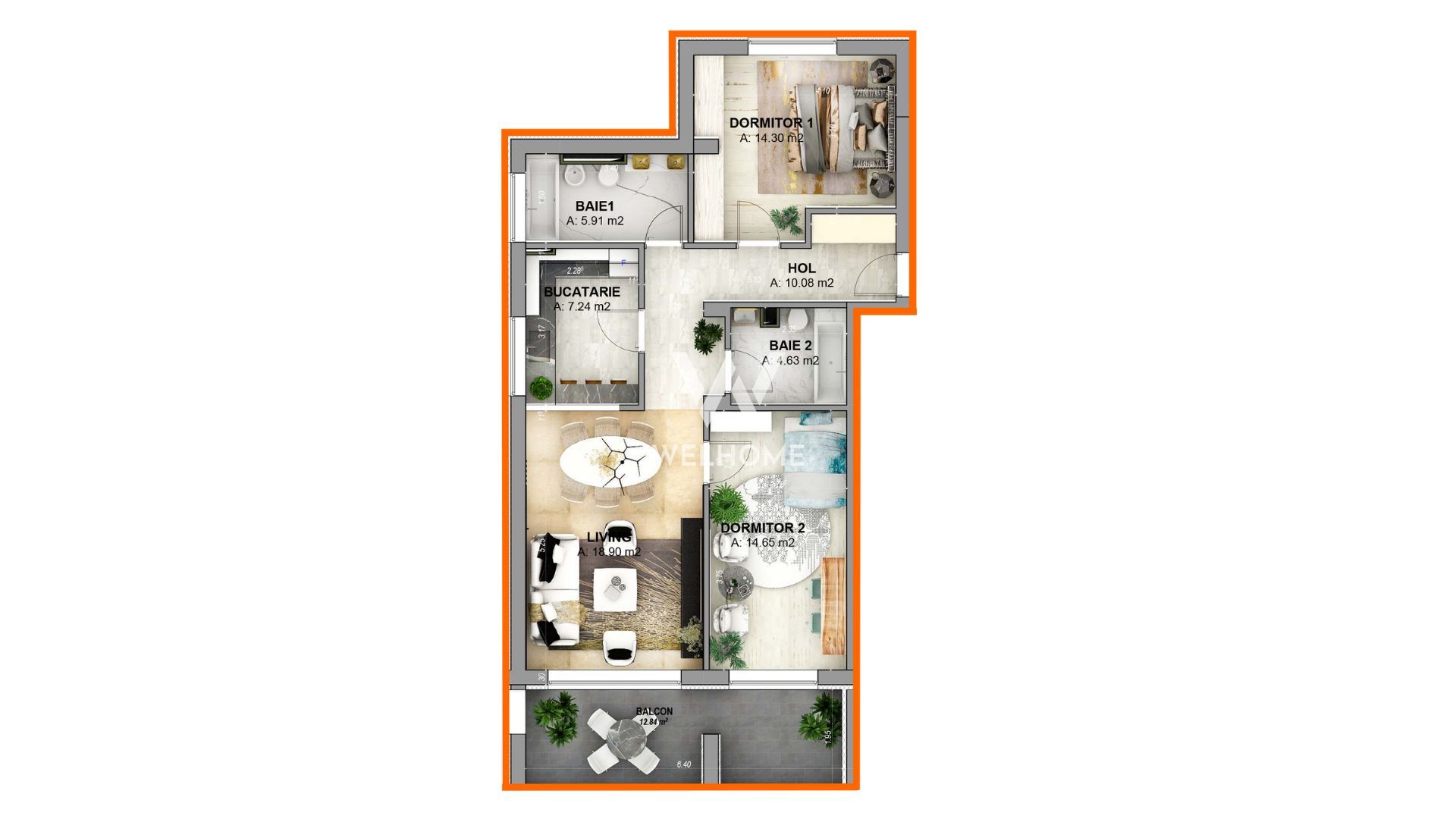 Apartament 3 camere,  situat intr-o zona superba a Sibiului - Vest - Schiță 11