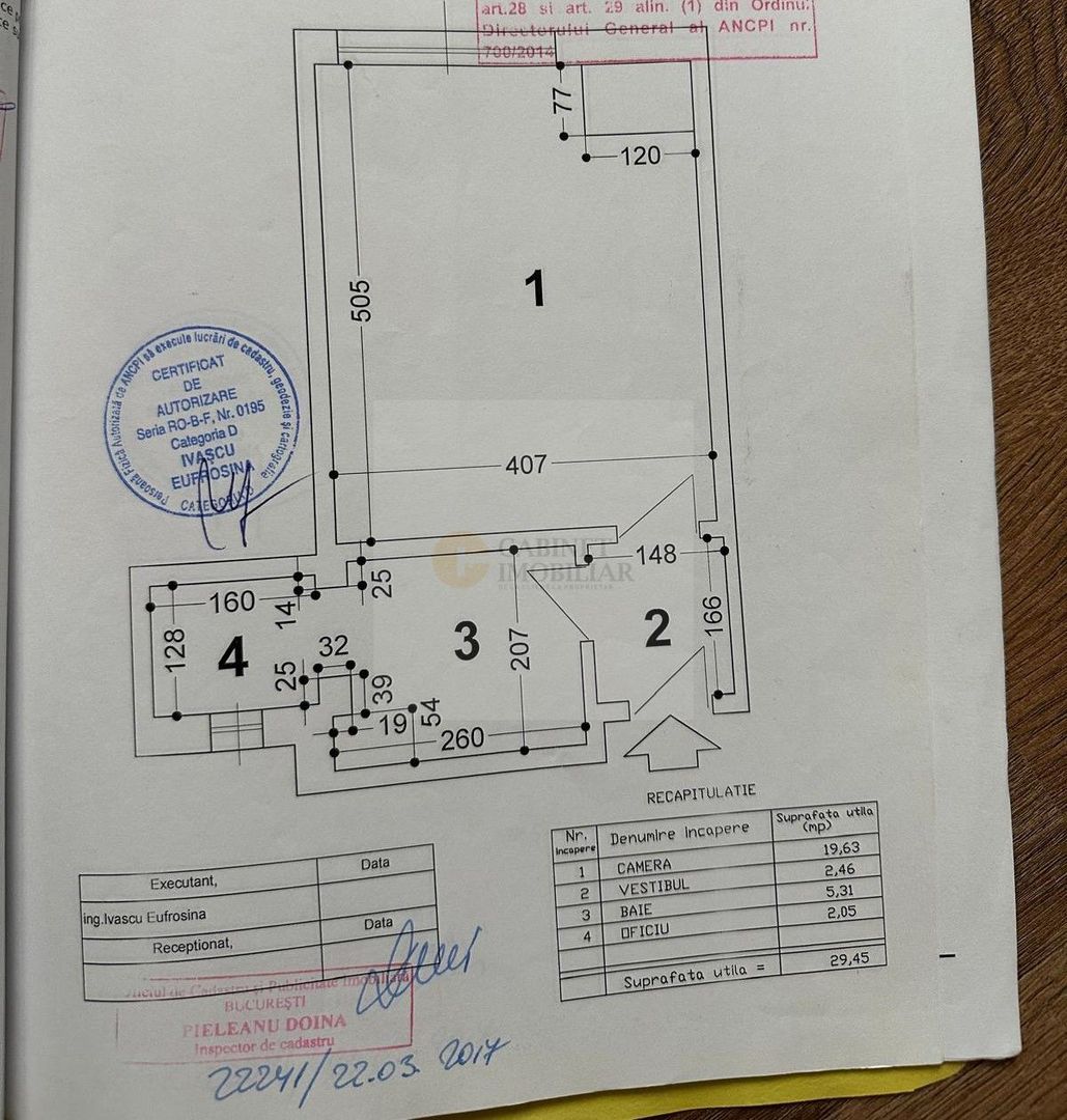 Studio | 30 mp | Etaj Intermediar | Centrală Bloc | A.S.E. - Schiță 7