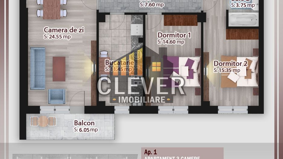 Ap. 3 Camere 88mp Pallady | Comision 0% | Dezvoltator - Poză 2