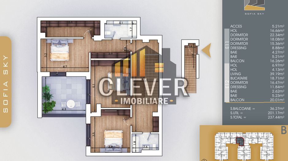 Apartament Duplex 5 Camere 247 mp, 4 bai, 700m Metrou Nicolae Teclu - Schiță 7