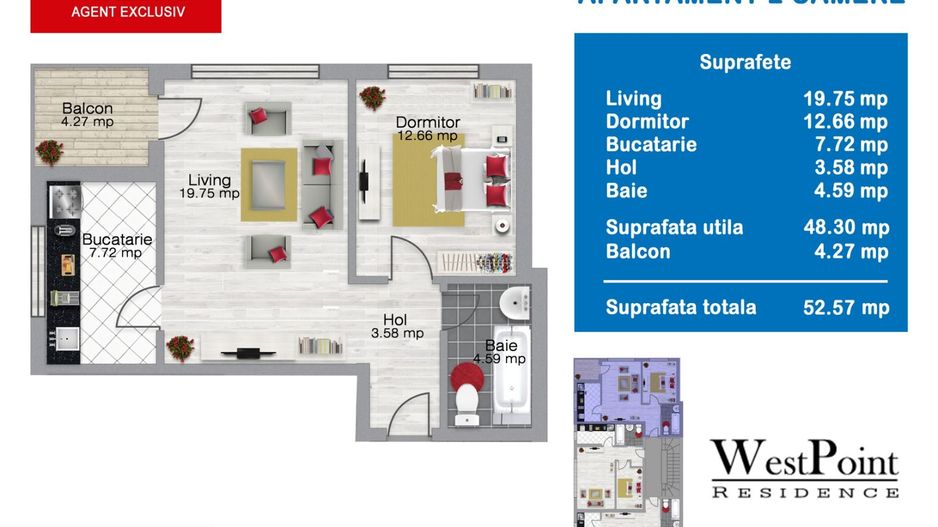 Comison 0% Apartament 2 camere 53mp la cateva minute de metrou Pacii - Schiță 12