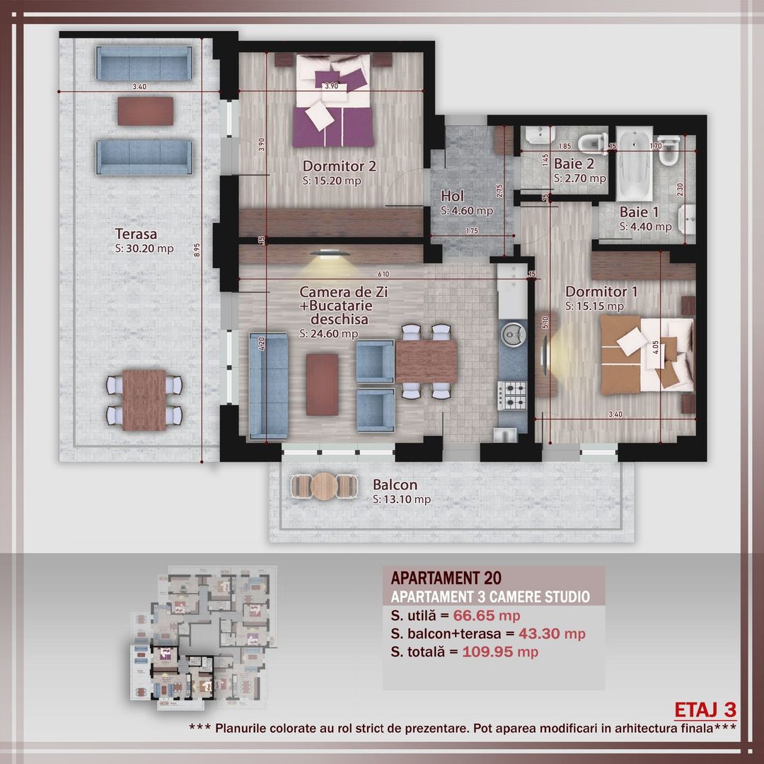 3 camere -proiect nou- Metrou Nicolae Teclu - Schiță 10