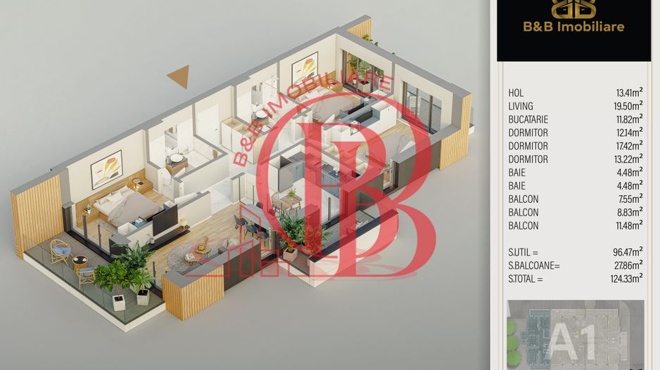 4 camere Complex Premium-piscina - pista alergare in incinta - Schiță 1