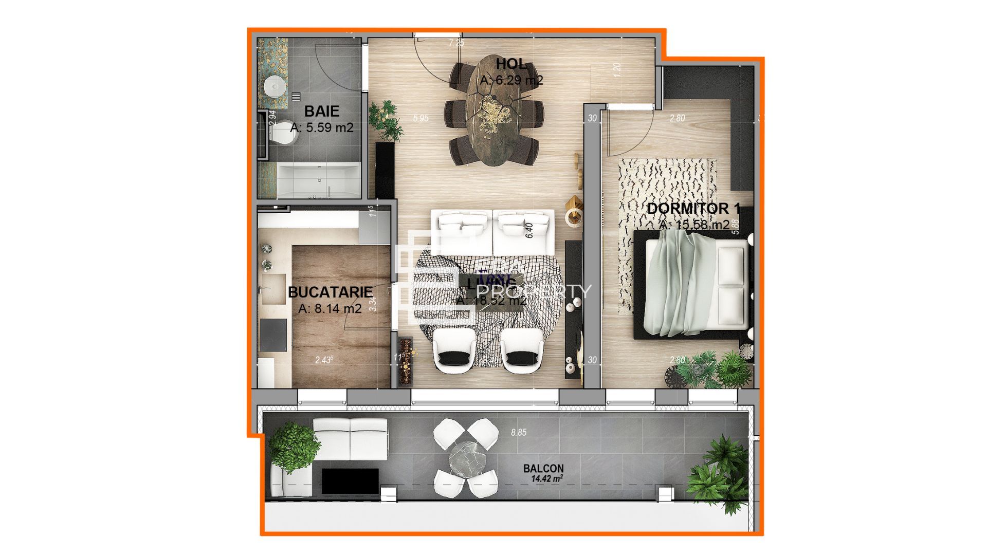 Apartament 2 camere intabulat, logie 14 mp, etaj 1 | DaVinci Homes - Schiță 9