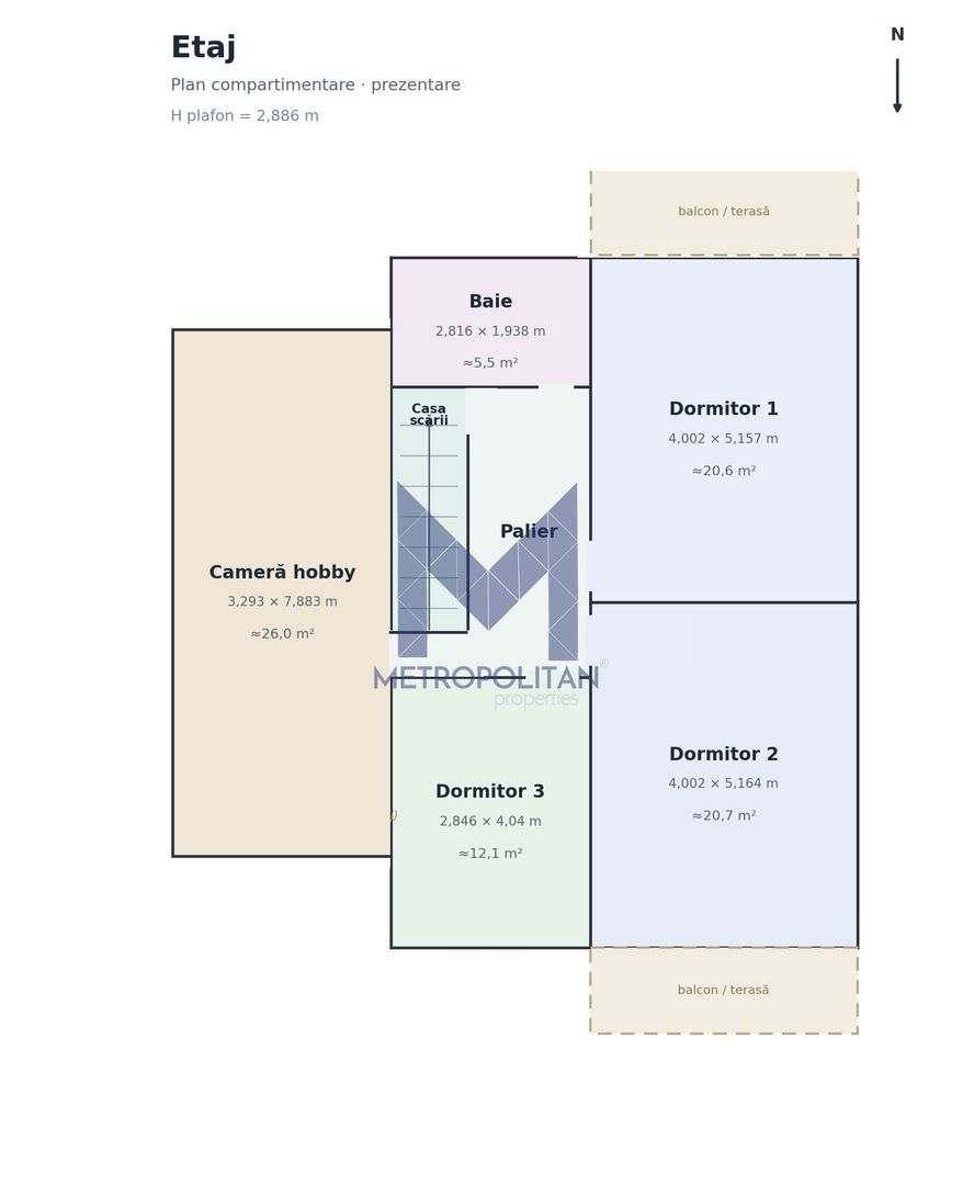Casă P+1 | 168 m² utili | LOT 378 m² I 3 Dormitoare | Garaj | Florești - Schiță 36
