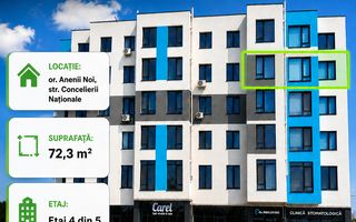 APARTAMENT CU 3 DORMITOARE – 72 m² | CENTRUL ORAȘULUI ANENII NOI - Poză 1