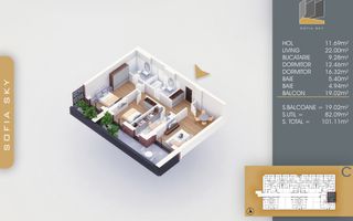 Apartament 3 camere Titan Pallady  700 metri Metrou N. Teclu - Schiță 8