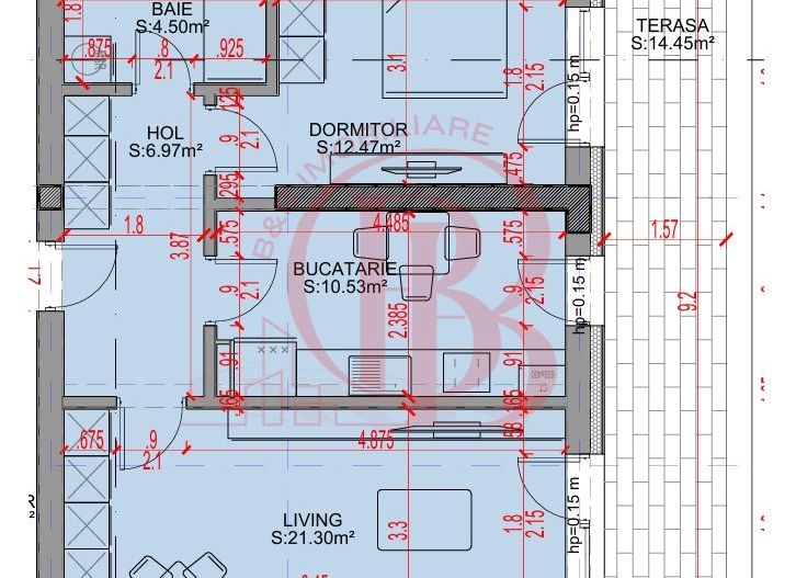 Apartament suprafata generoasa 2 camere cu Terasa Pallady - Schiță 3