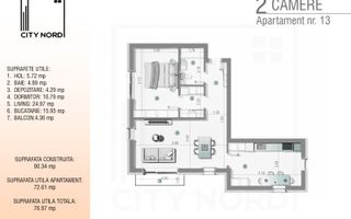 Apartament 2 Camere - 76.67 mpu – CITY NORD Ștefan cel Mare - Poză 1