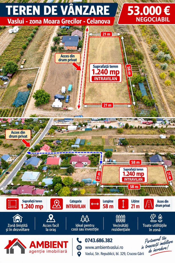 TEREN INTRAVILAN 1.240 MP – VASLUI | MOARA GRECILOR – CELANOVA - Poză 1