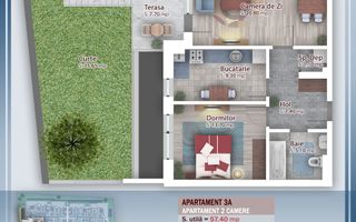 Oferta Lansare 2 camere cu gradina incalzire pardoseala - Schiță 1