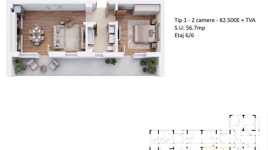 Apartamente 2 camere PLATINUM RESIDENCE Faza 3 - 2026 - Grand Arena - Schiță 29