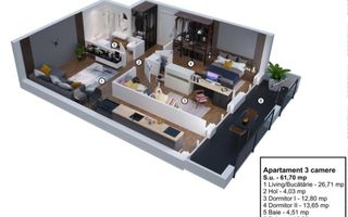 Apartament cu 3 camere de vânzare – Ogorului, Turnișor, Sibiu - Poză 1