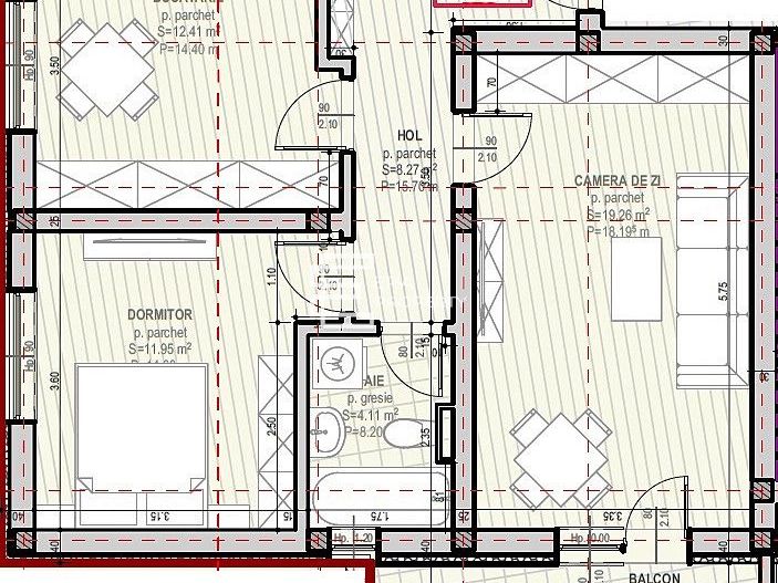 Apartament 2 camere | Etaj 1 | 56 mp utili  | Șelimbăr – Zona Unirii - Schiță 6
