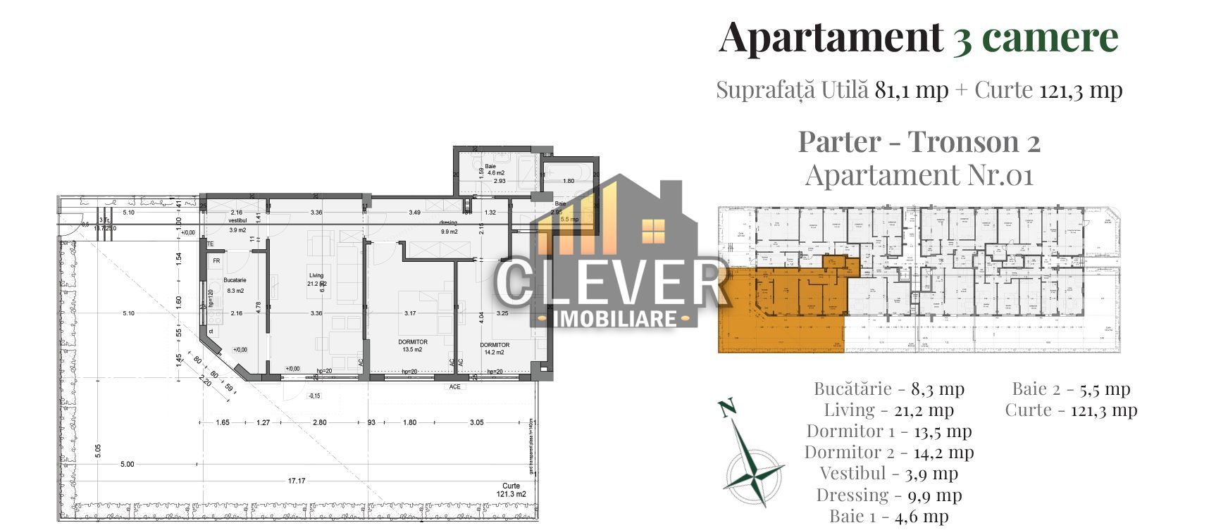 Apartament 3 Camere Premium + Curte 121 mp | Metrou Nicolae Teclu - Schiță 11