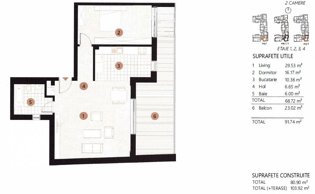 Apartament 2 camere cu 23mp terasa -mobilat - proiect boutique Floreasca-Barbu V - Poză 2