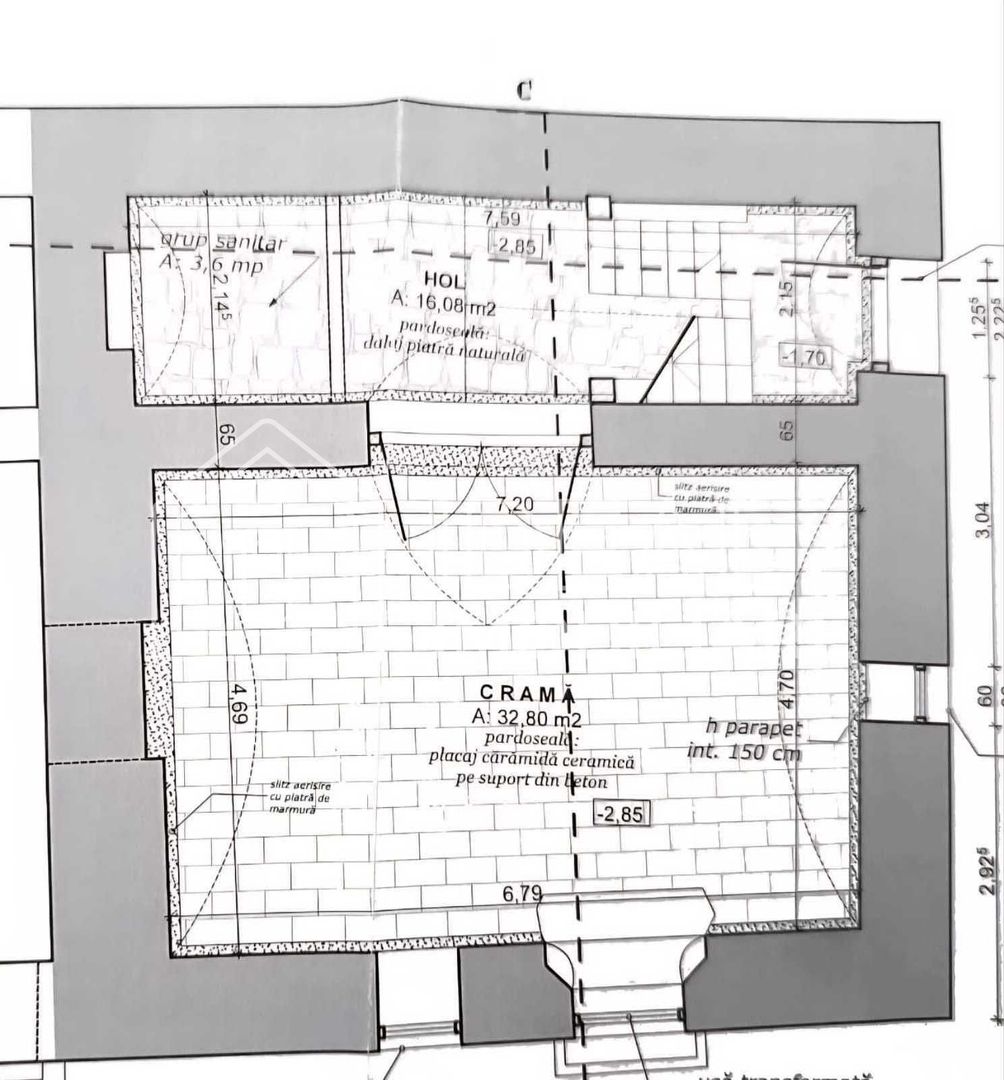 Casă veche, solidă, cu 4 camere, pivniță boltită și 4 băi – zonă centrală - Schiță 13
