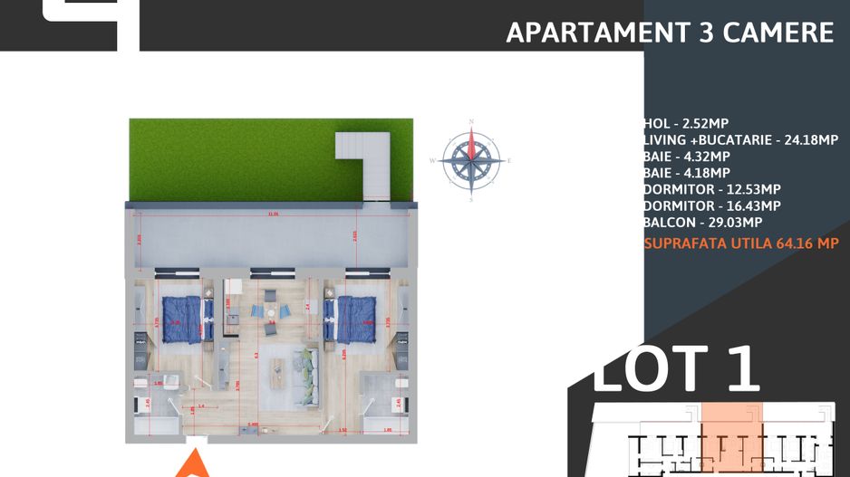 Apartament 3 camere cu GRADINA,Incalz.pardoseala,Pallady,Metrou - Poză 2