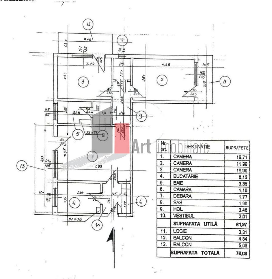 Apartament 3 camere Dr Taberei-Liceul Sf Antim Ivireanu - Schiță 15