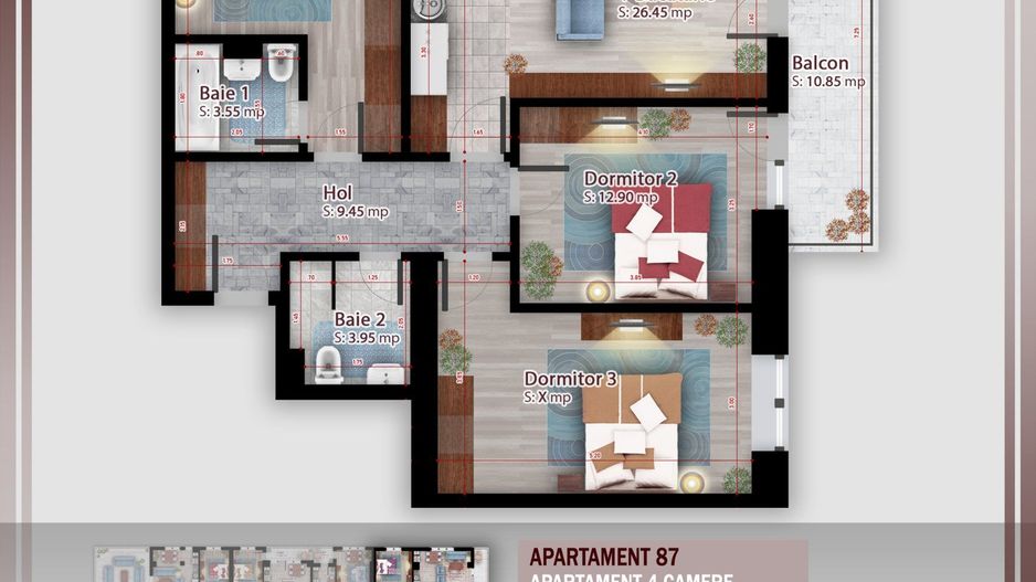 Apartament 4 camere compact  Titan Pallady Metrou Nicolae Teclu - Schiță 1