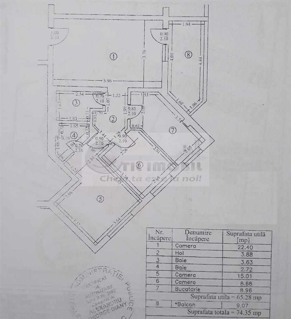 Ap 3 cam, D,74,36 mp, et.2 - Copou – mobilat si utilat 249,900 € - Poză 18