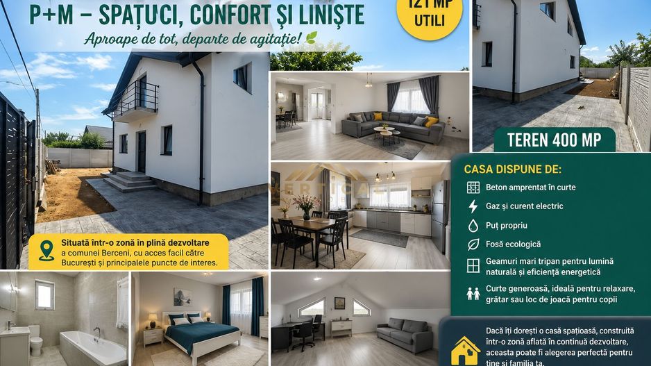 Casă Parter + Mansardă de vânzare în Comuna Berceni - Poză 1