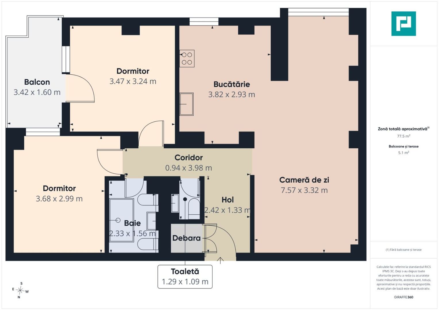 Apartament cu 3 camere, zona Soarelui - Poză 13