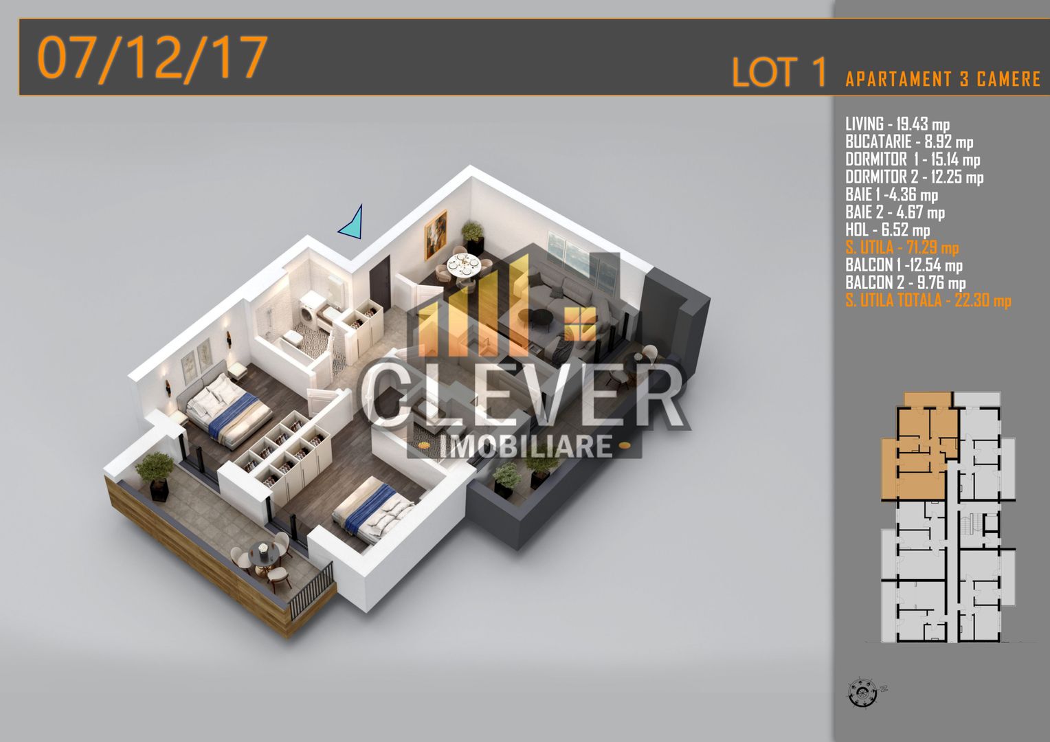 3 Camere Decomandat, 2 balcoane, Comision 0, Pallady, Metrou Teclu - Poză 2