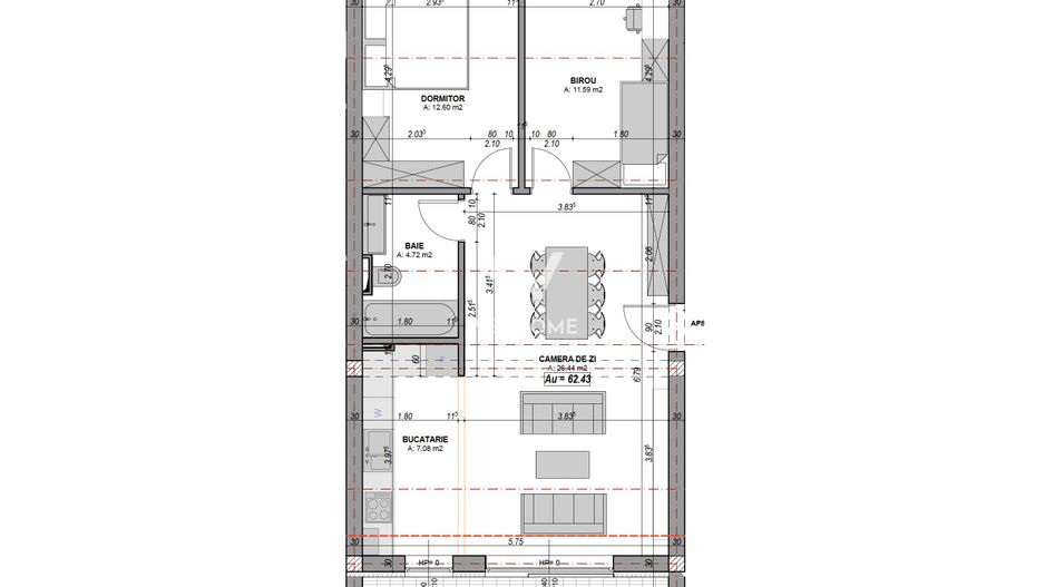 Apartament 3 camere cu balcon orientare SUD, finisat la alb - Poză 7