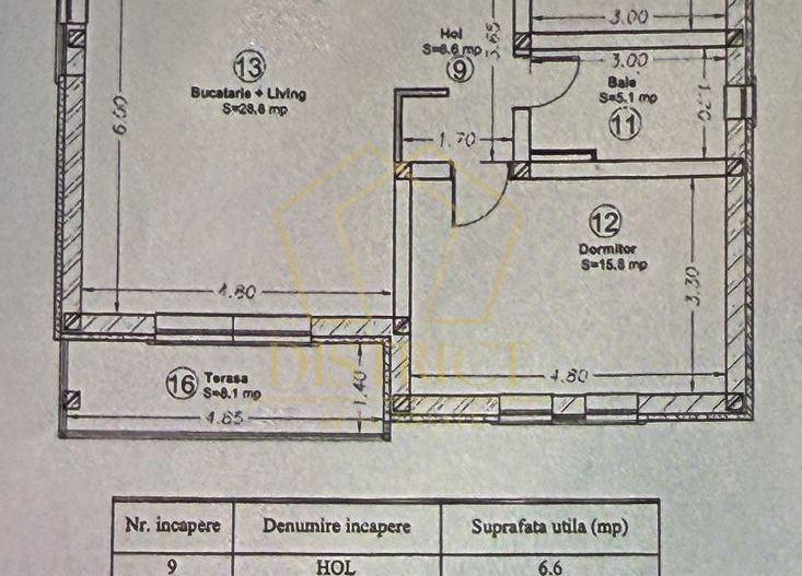 Apartament cu 3 camere mobilat si utlat, 70 mp utili, in Giroc la etajul 2. - Schiță 16
