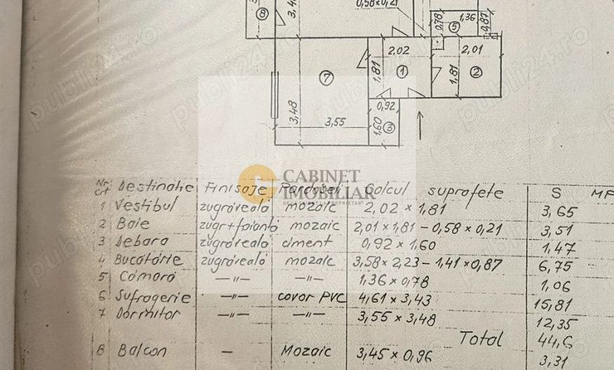 2 Camere-50MP | Decomandat-Reabilitat | 2/4 | M T. Vladimirescu-7 min - Schiță 5