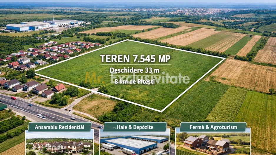 Teren intravilan 7.545 mp în ideal rezidențial sau hale - Poză 1