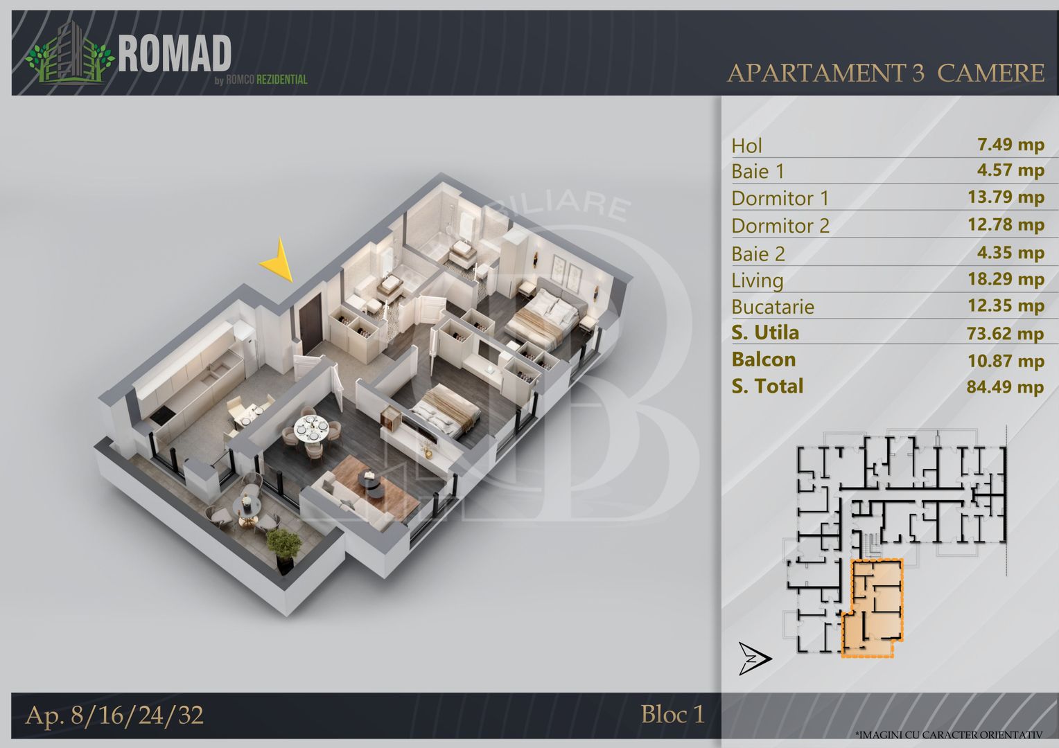 Apartament 3 camere Premium Pallady-Sector 3 - Schiță 11
