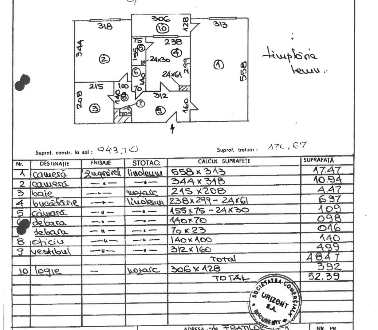 APARTAMENT 2 CAMERE | CENTRALA | INCALZIRE PARDOSEALA - Schiță 8