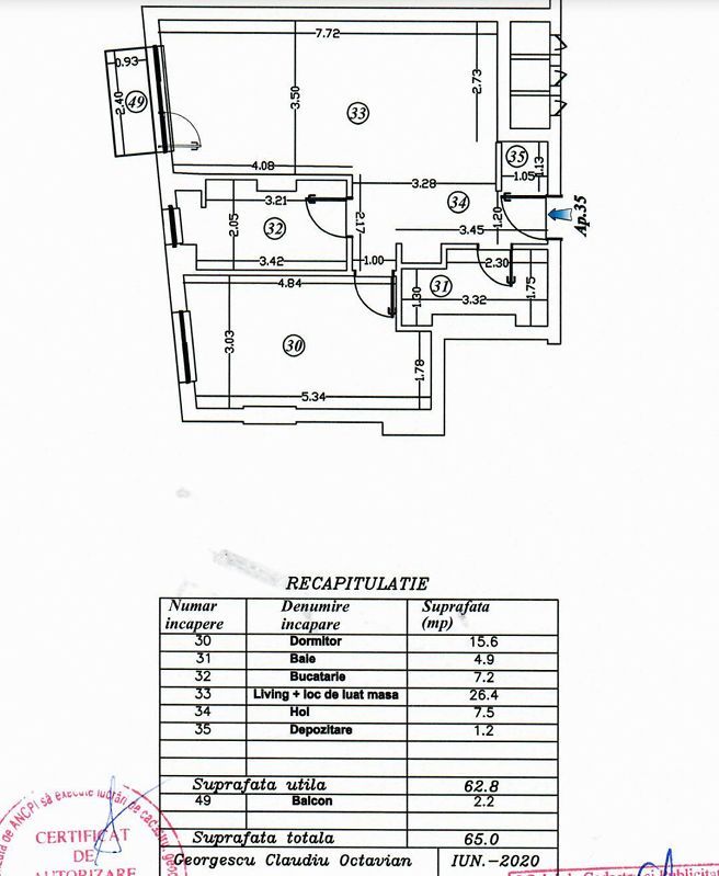 2 camere| BIHARIA- BANEASA| LOC DE PARCARE - Schiță 13