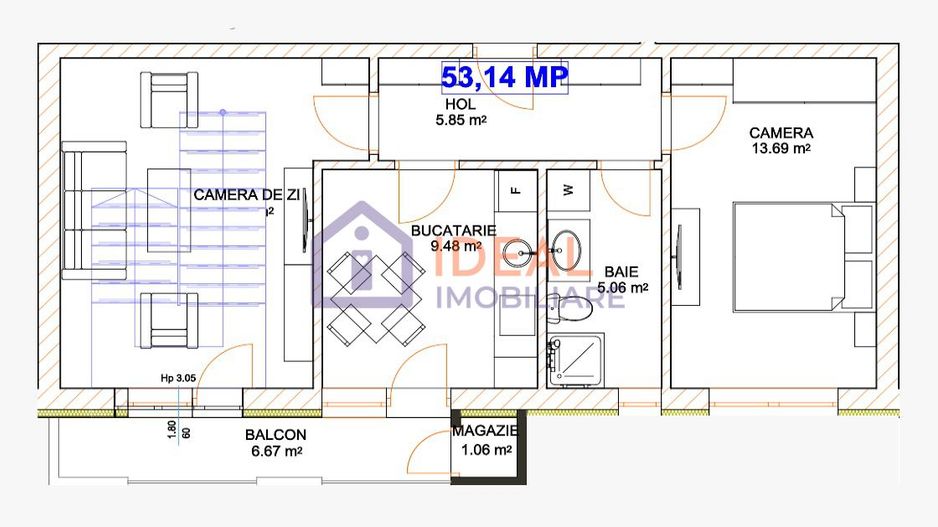 Apartament 2 camere in zona Dedeman, Doamna Stanca - Schiță 4
