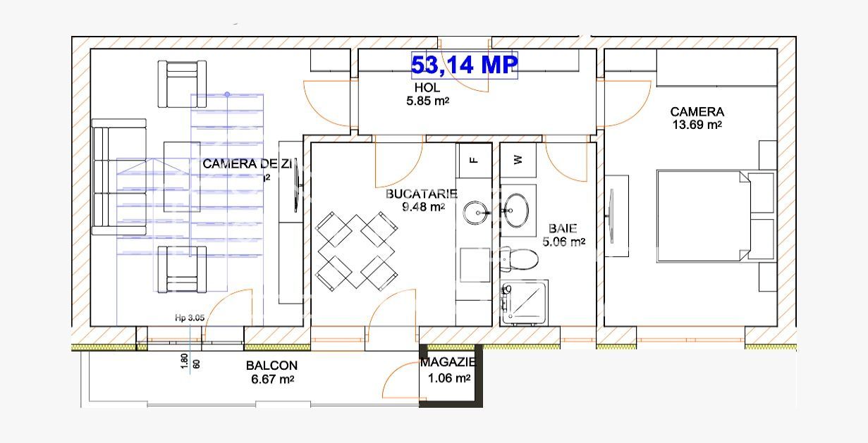 Apartament 2 camere in zona Dedeman, Doamna Stanca - Schiță 4