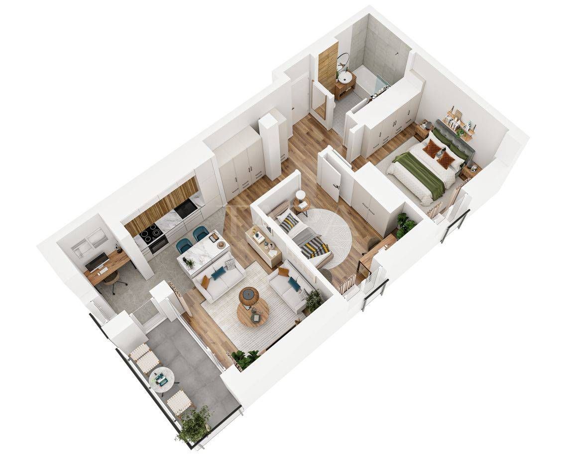 Apartament 3 camere, 56 mp – Baciu, ansamblu cu spații verzi - Poză 1