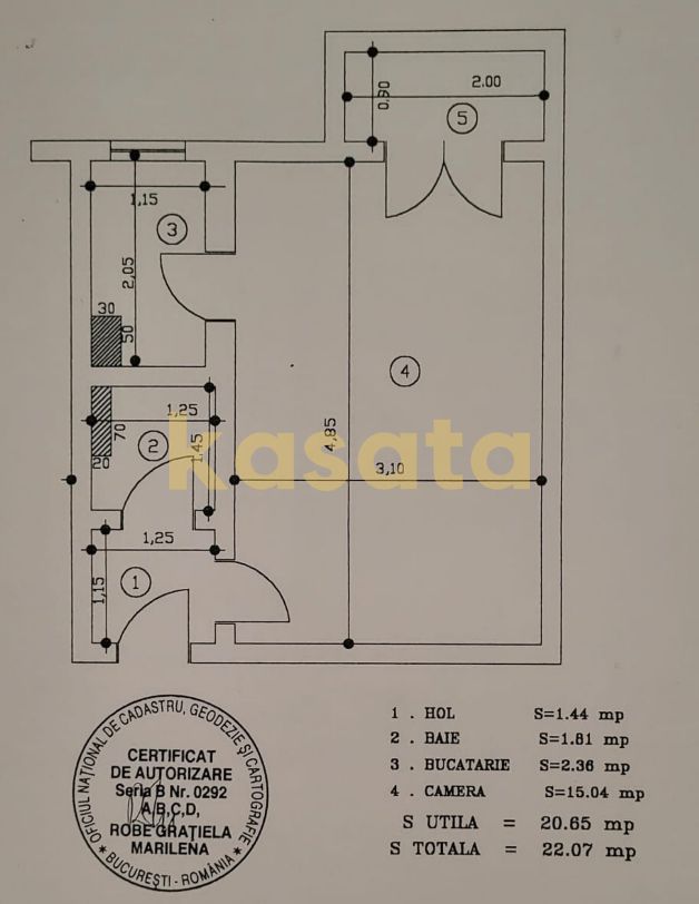OPORTUNITATE | GARSONIERA FLOREASCA | ETAJ 1 | IDEAL INVESTITIE - Schiță 5