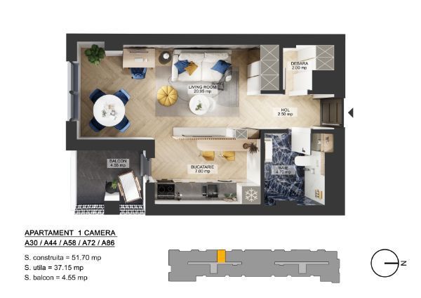 Studio cu terasă superbă Pipera | OMV Comision 0% - Poză 6