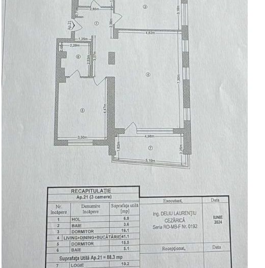 APARTAMENT 3 CAMERE | MOBILAT + UTILAT | LOC DE PARCARE - Schiță 15