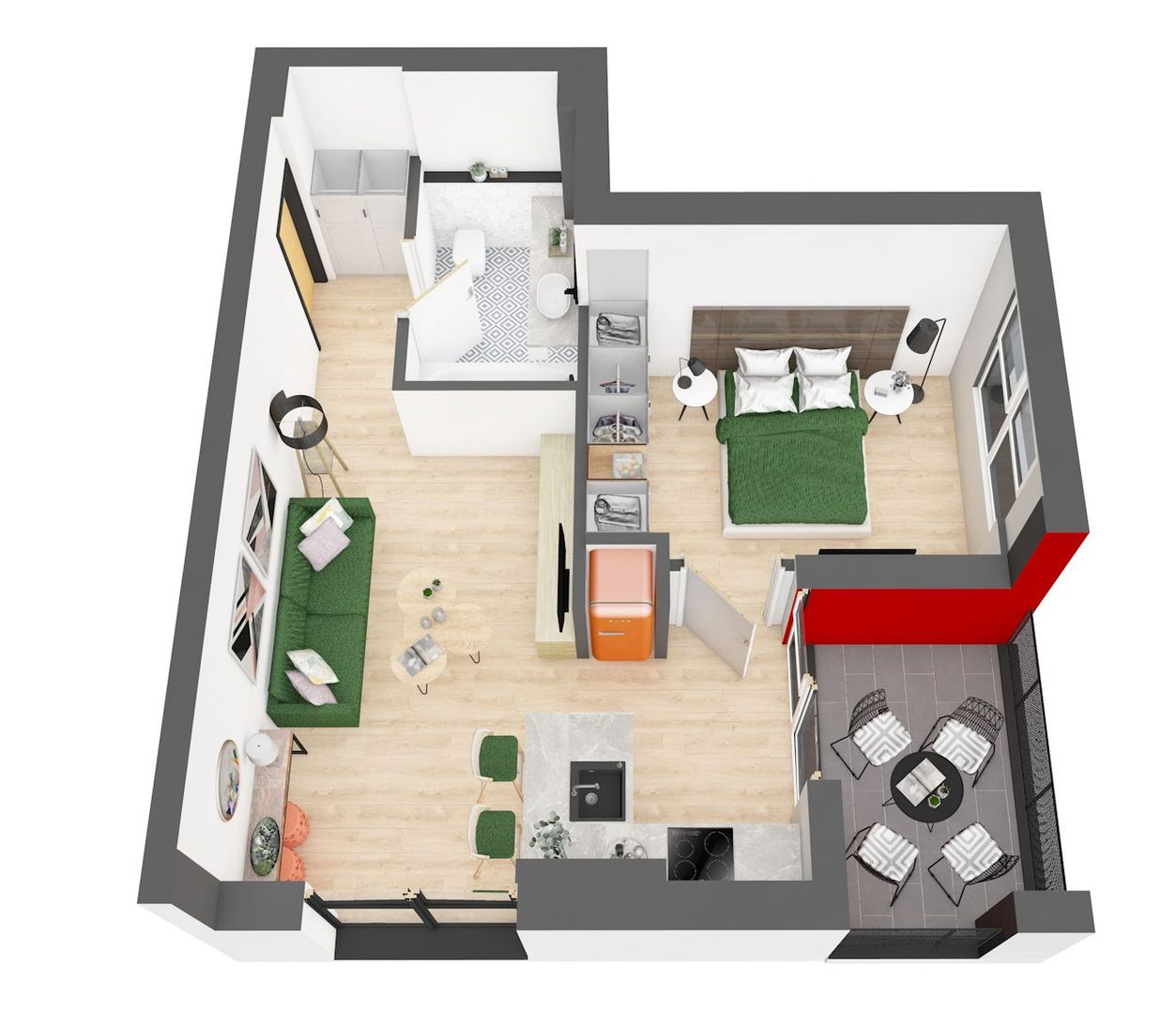 Apartament nou cu un dormitor la ARED CITY cartier RED9 IMAR - Poză 2