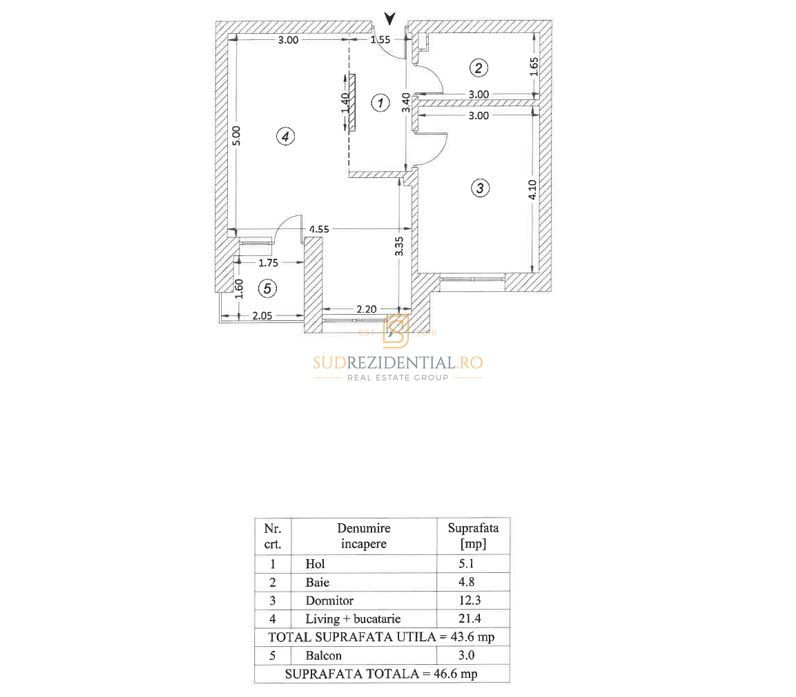 Apartament 2 camere, The Grand Kristal, Parc Tudor Arghezi, Comision 0 - Schiță 13